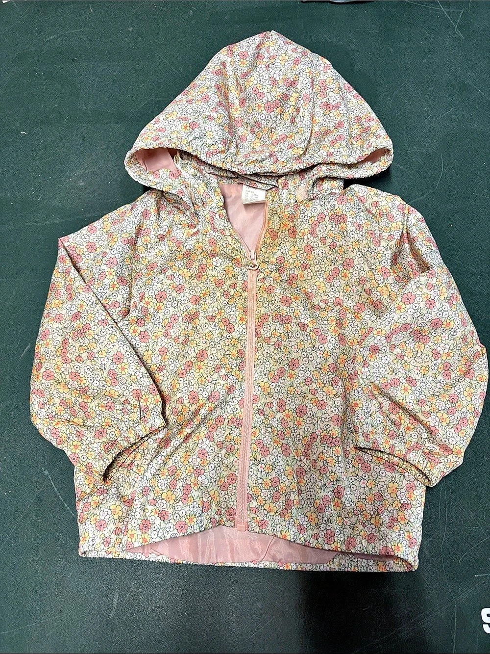 H&M Floral Hooded Rain Jacket Girls 12-18M
